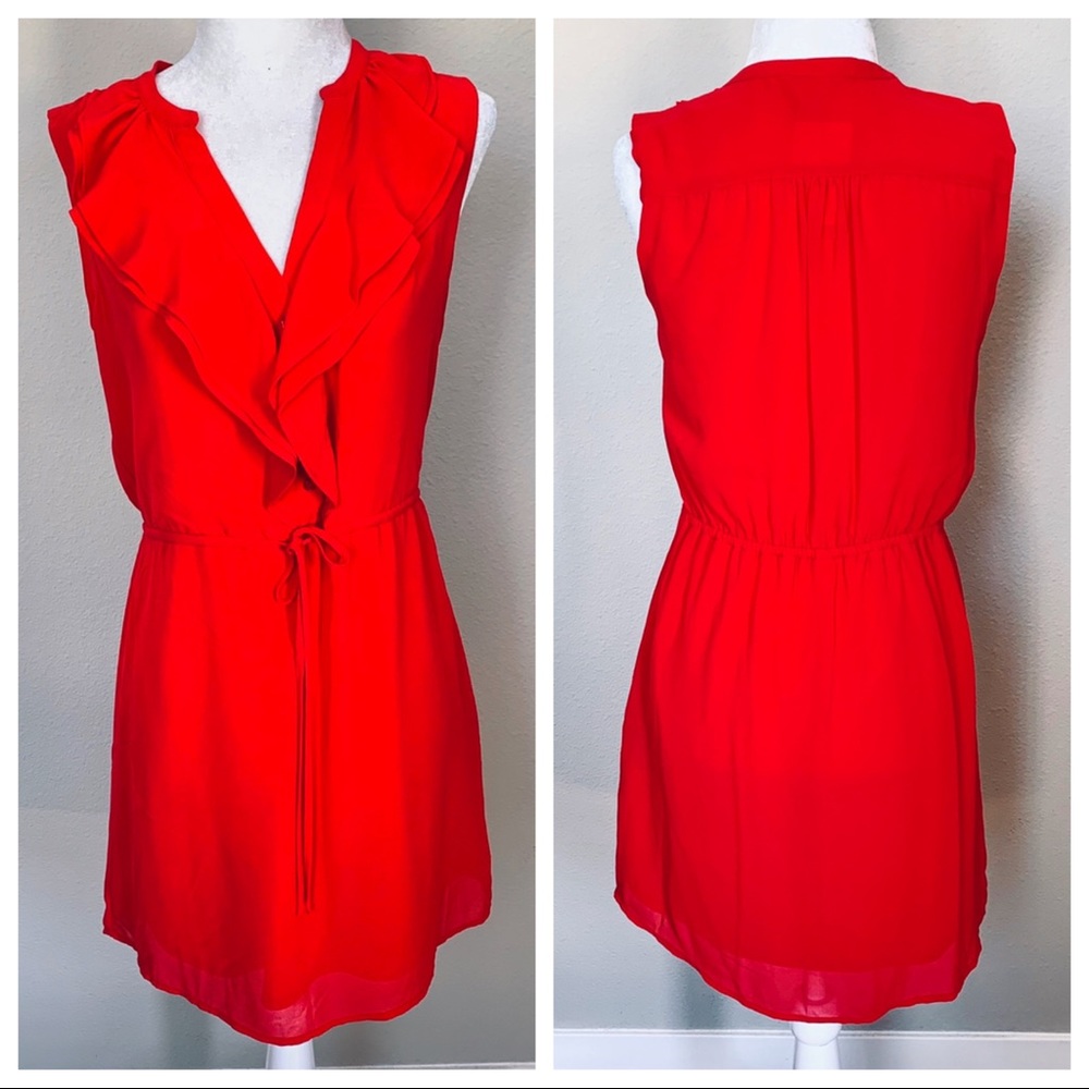 NEW w/ TAG Ruffled Sleeveless Red DRESS - Picture 1 of 7